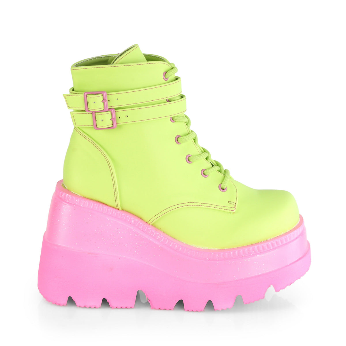 SHAKER-52 Lime Reflective Vegan Leather/Pink