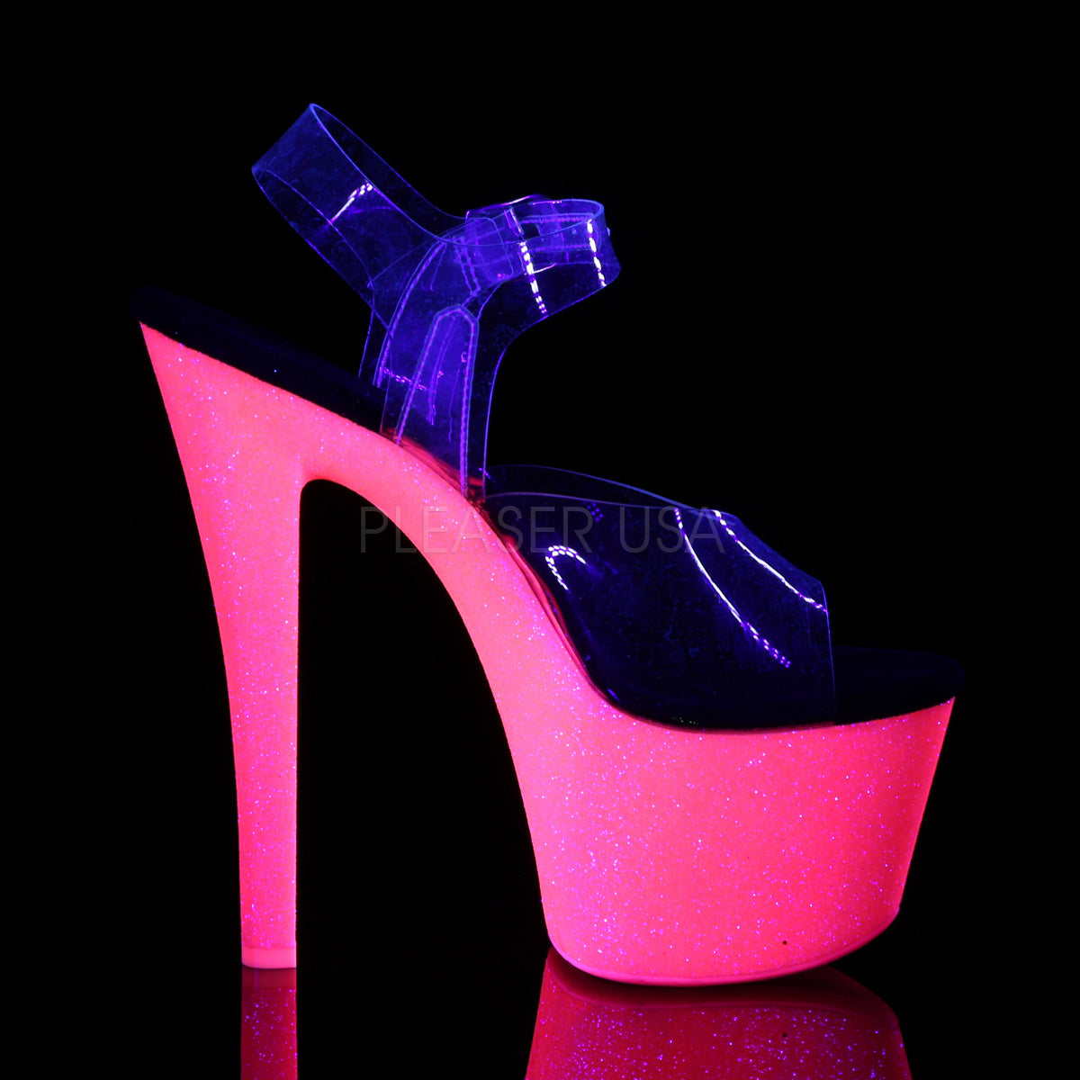 SKY-308UVG Clear/Neon Hot Pink Glitter