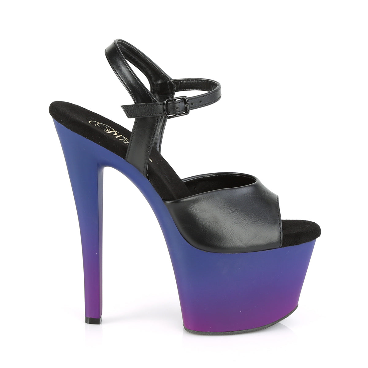 SKY-309BP Black Faux Leather/Blue-Purple Ombre
