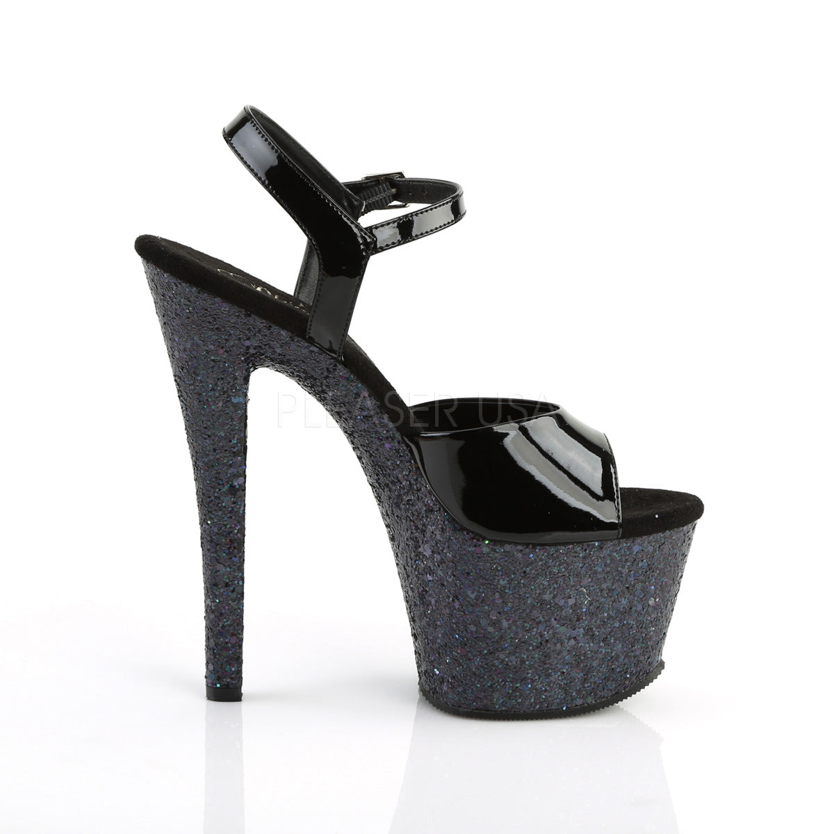 SKY-309LG Black Patent/Black Multi Glitter