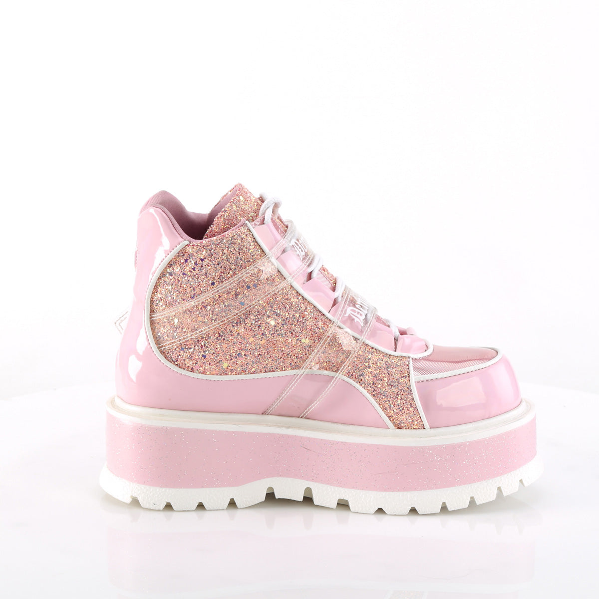 SLACKER-50 Baby Pink Holographic Patent-Pink Multi Glitter