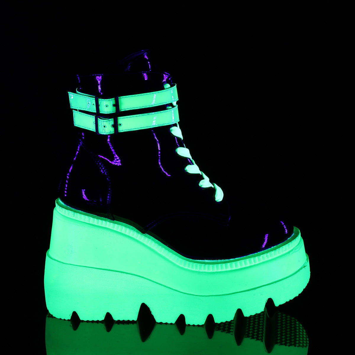 SLACKER-52 Black Patent-UV Iridescent Green