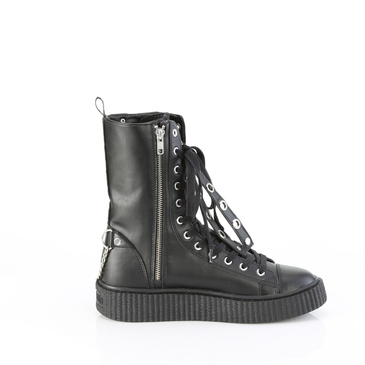 SNEEKER-325 Black Vegan Leather-Fishnet