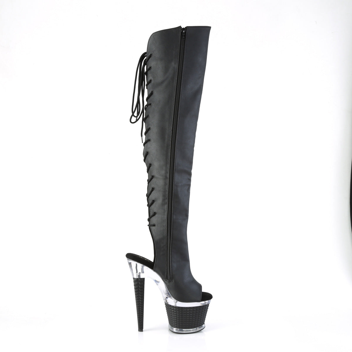 SPECTATOR-3019 Black Faux Leather/Clear-Black Matte