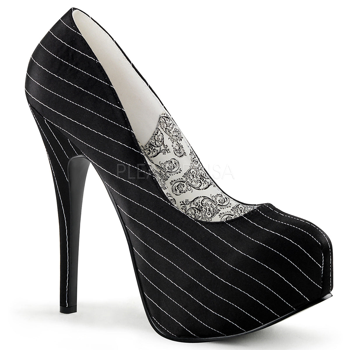 TEEZE-06 Black Pinstripe Satin