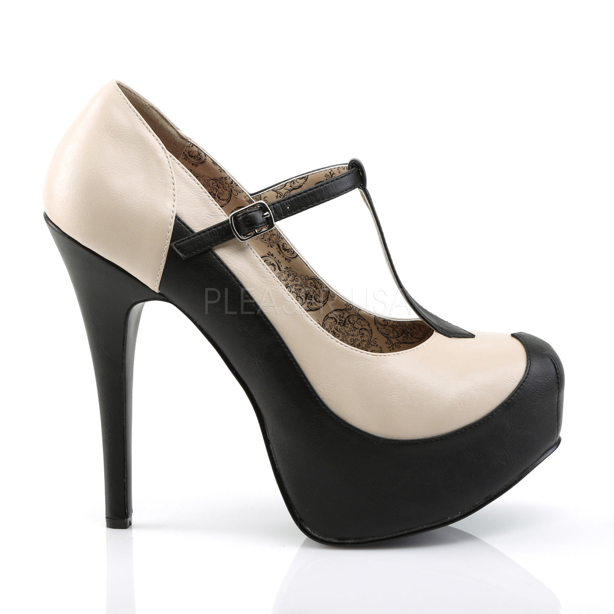 TEEZE-45W Black-Cream Faux Leather