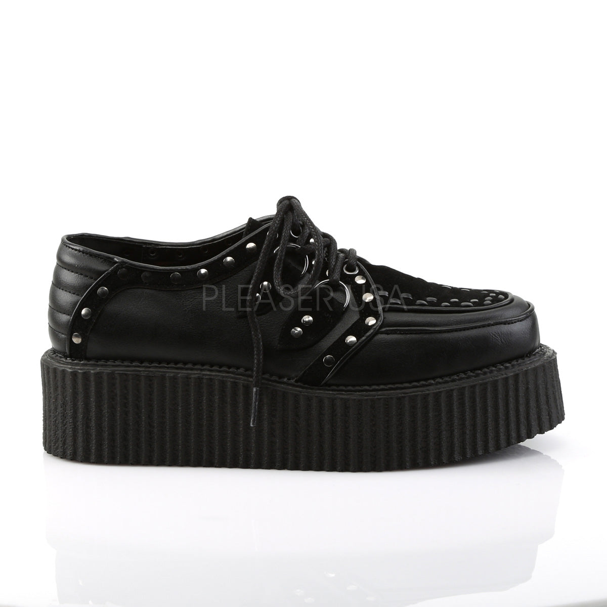 V-CREEPER-535 Black Vegan Leather-Vegan Suede