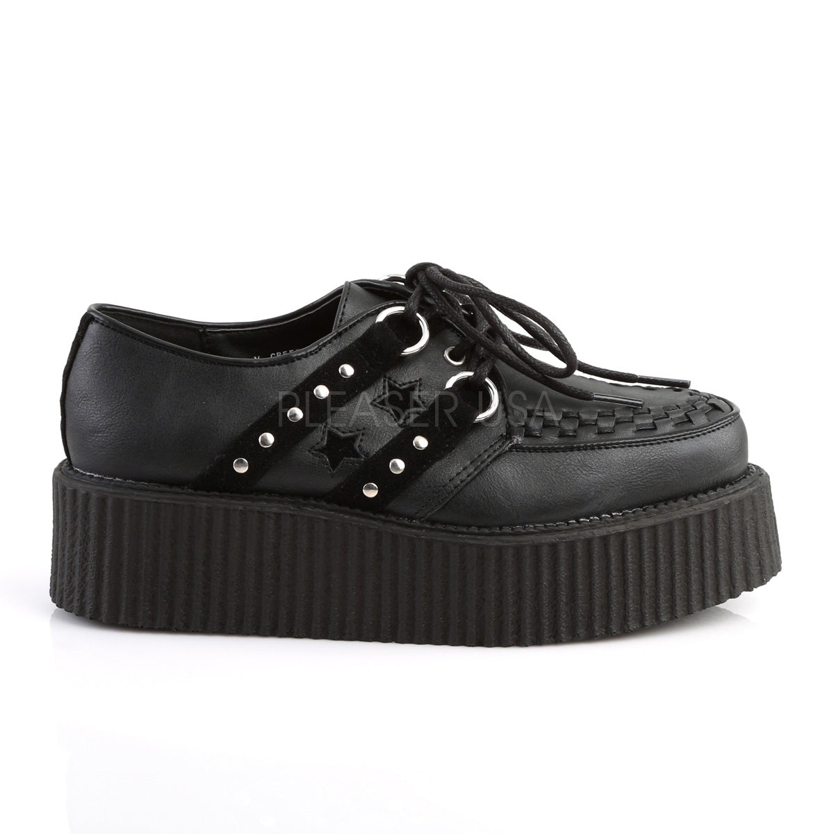 V-CREEPER-538 Black Vegan Leather-Suede