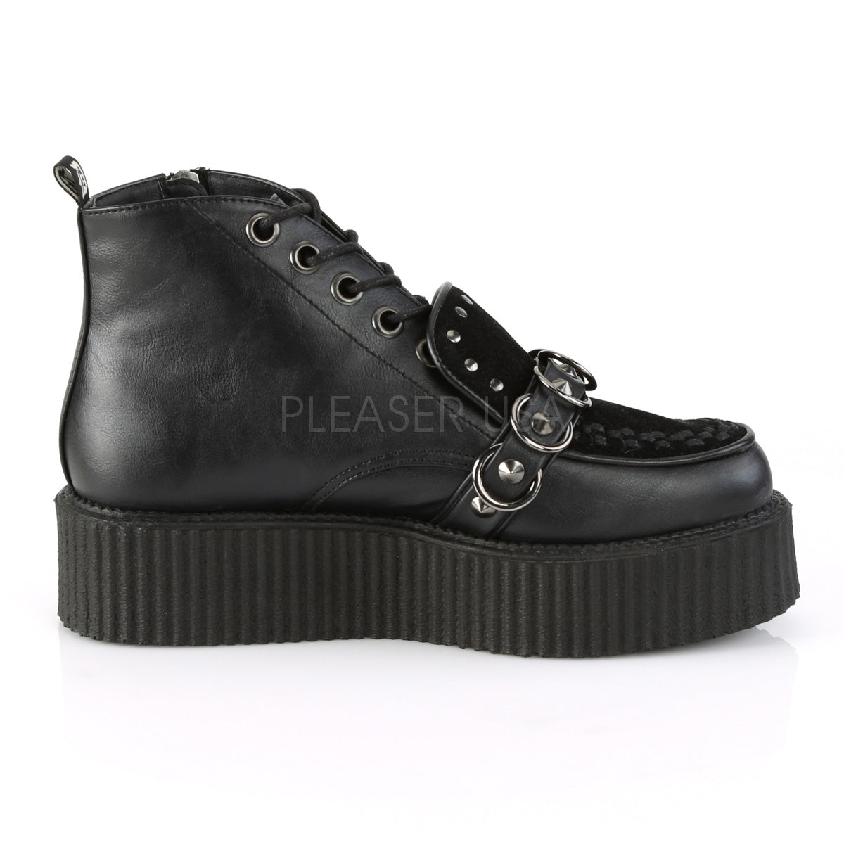V-CREEPER-555 Black Vegan Leather-Faux Suede