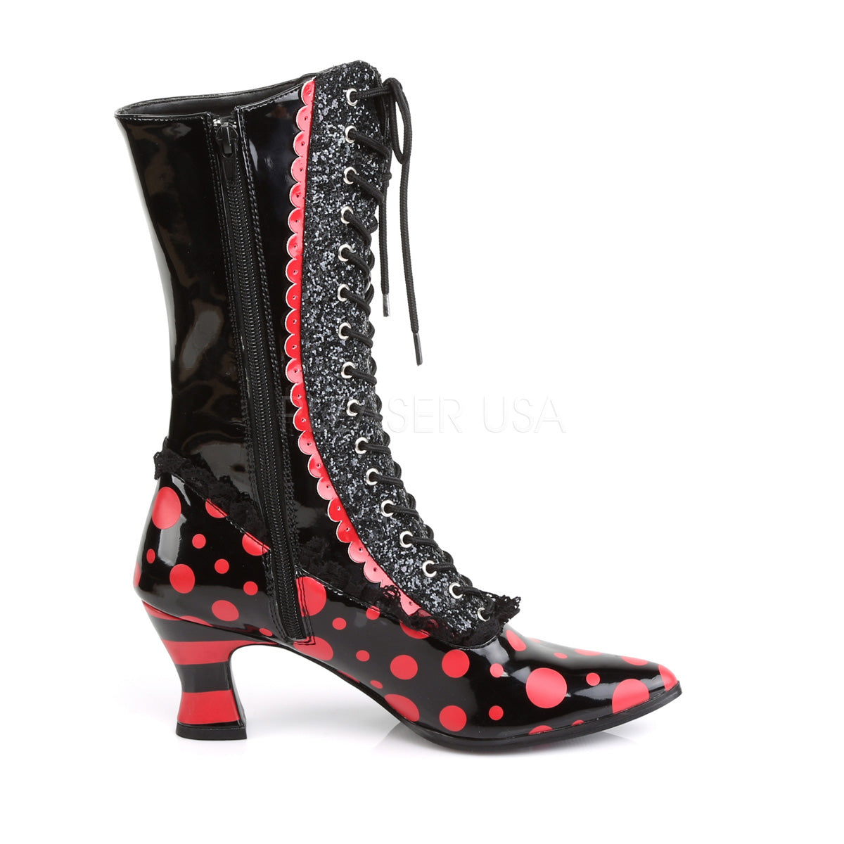 VICTORIAN-122 Black-Red Patent