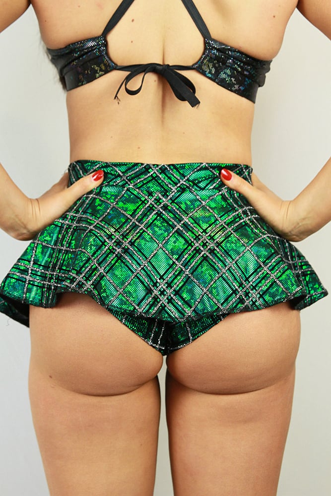 Rarr Mid Waisted Skort - Green Tartan