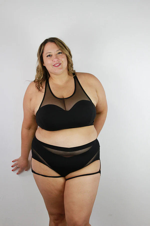 Carmen Super High Waist Garter Short - Black