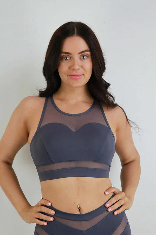 Carmen Mesh Sports Bra - Grey
