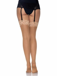 Sheer Lace Top Stockings with Backseam LA1101
