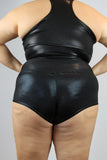 Rarr High Waisted Brazil Scrunch Bum Shorts Plus Size – Sparkle Black