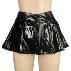 Poison Rose Wetlook Pleated Skirt