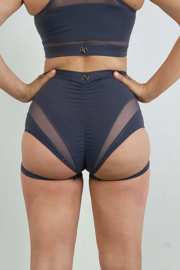 Carmen Super High Waisted Garter Short - Grey