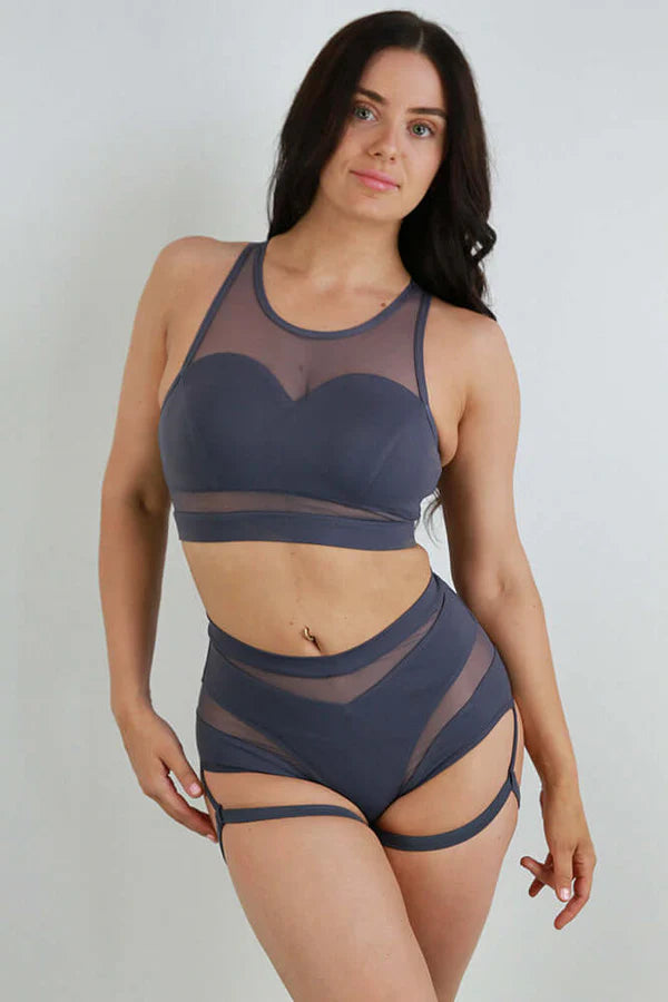 Carmen Mesh Sports Bra - Grey