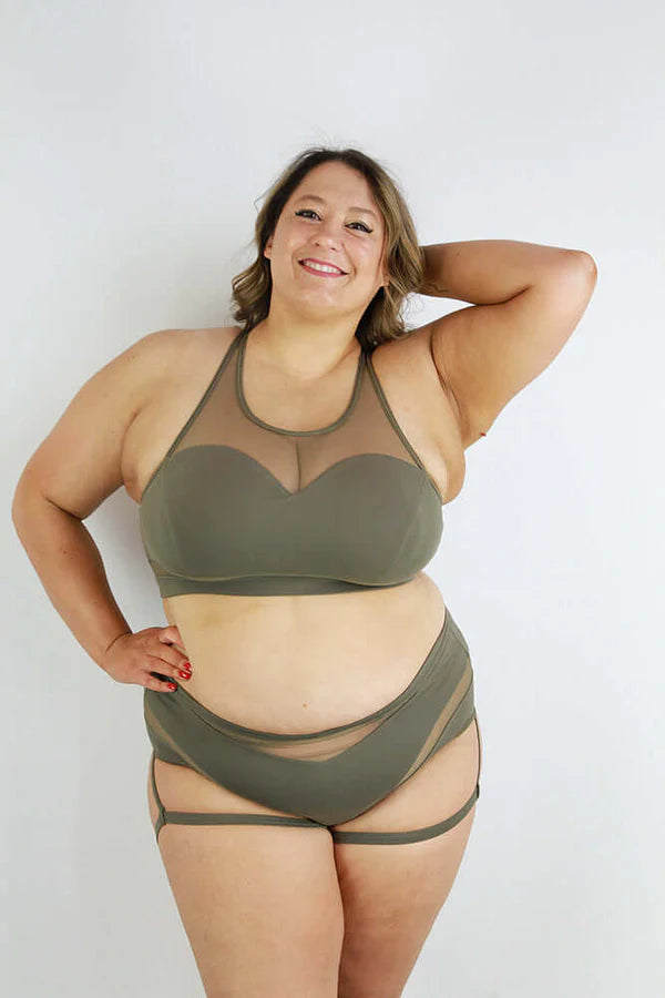 Carmen Super High Waist Garter Short - Green