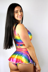 Rarr Mid Waisted Skort - Rainbow Pride Sparkle