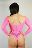 Rarr Fishnet Rhinestone Bodysuit – Pink
