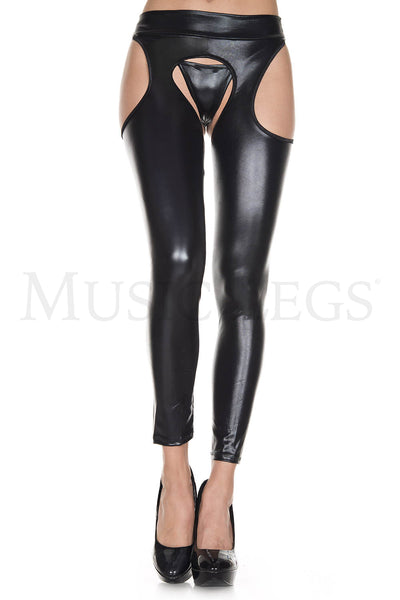 Music Legs Footless Wet Look Suspender Tights ML35117