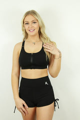 Rarr Matte Black Tie Up Gym Short