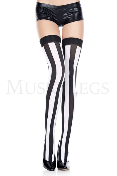 Music Legs Striped Opaque Thigh High ML4219