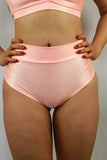 Rarr Mid Waisted Brazil Scrunchie Bum Shorts - Peach Sparkle