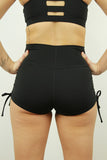 Rarr Matte Black Tie Up Gym Short