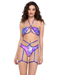 Strappy Shorts with Attached Leg Straps - Purple 6309
