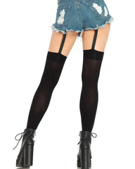 Leg Avenue Opaque Thigh Highs with Attached Clip Garter LA6338