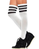 Leg Avenue Gina Athletica 3 Stripes Athletic Ribbed Thigh Highs LA6605