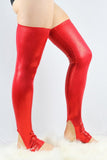 Red Sparkle Extra Long Stirr-Up Spandex Legwarmers/Knee High Socks