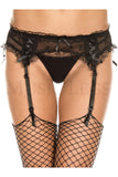 Music Legs Heart Embroidered With Lace Trim Mesh Garterbelt 7722