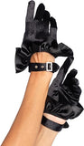 Leg Avenue Satin Ruffle Gloves with Rhinestone Buckle 2028