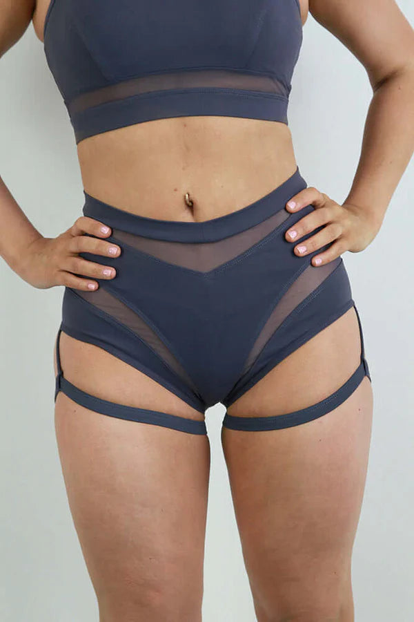 Carmen Super High Waisted Garter Short - Grey
