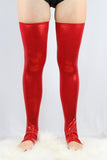 Red Sparkle Extra Long Stirr-Up Spandex Legwarmers/Knee High Socks