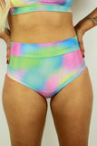 Rarr Mid Waisted Brazil Scrunchie Bum Shorts - Rainbow Sparkle