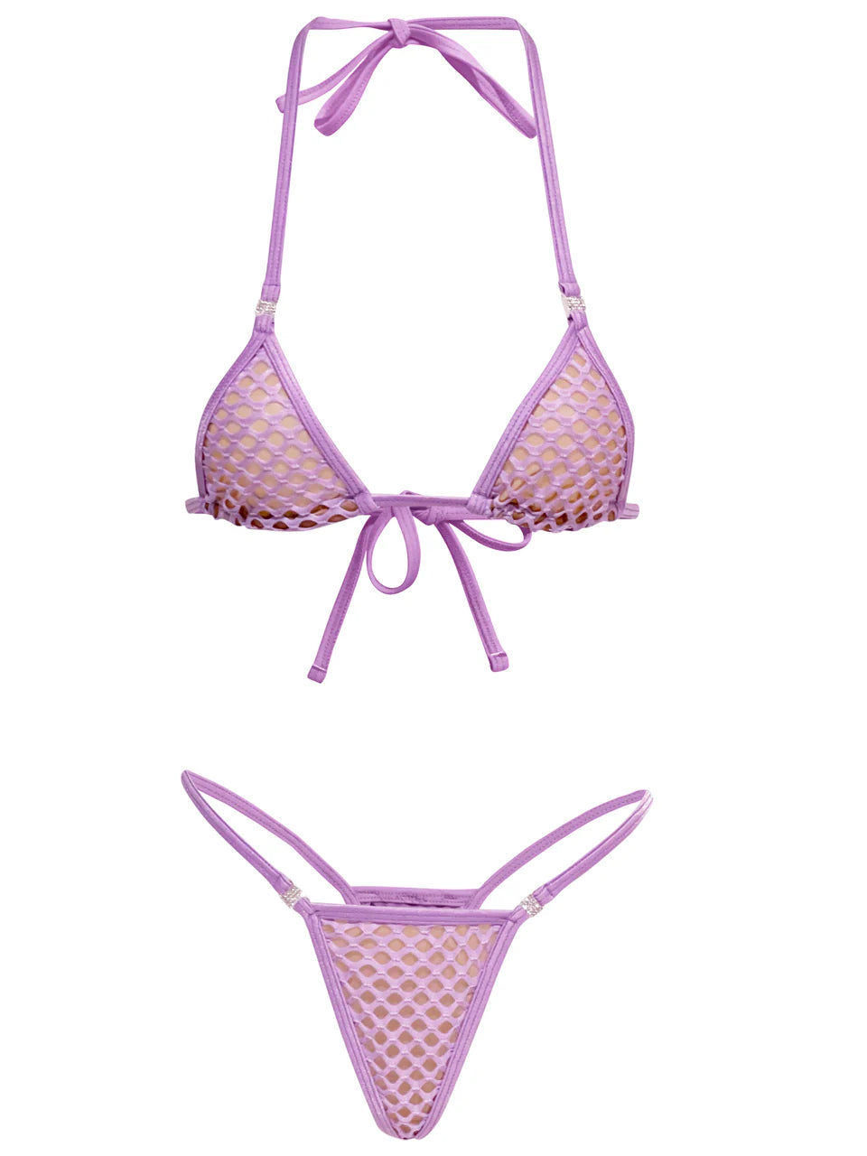 Diamond Dolls Amber Net Bikini Set- Pink