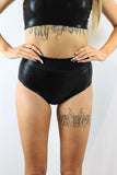 Rarr Mid Waisted Brazil Scrunchie Bum Shorts - Black Sparkle