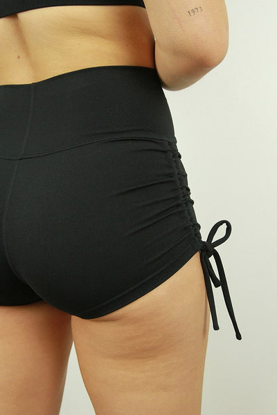 Rarr Matte Black Tie Up Gym Short