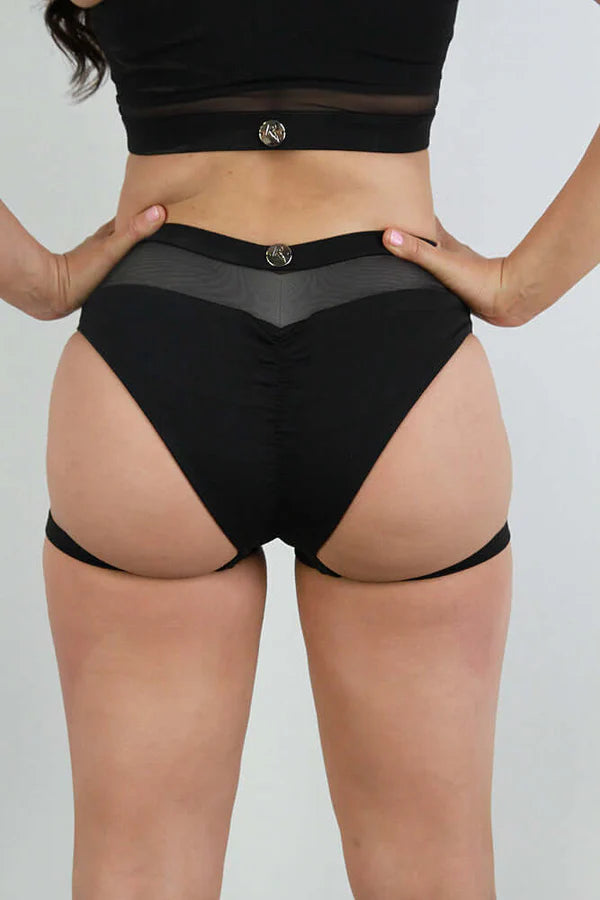 Carmen Low Waist Garter Short - Black