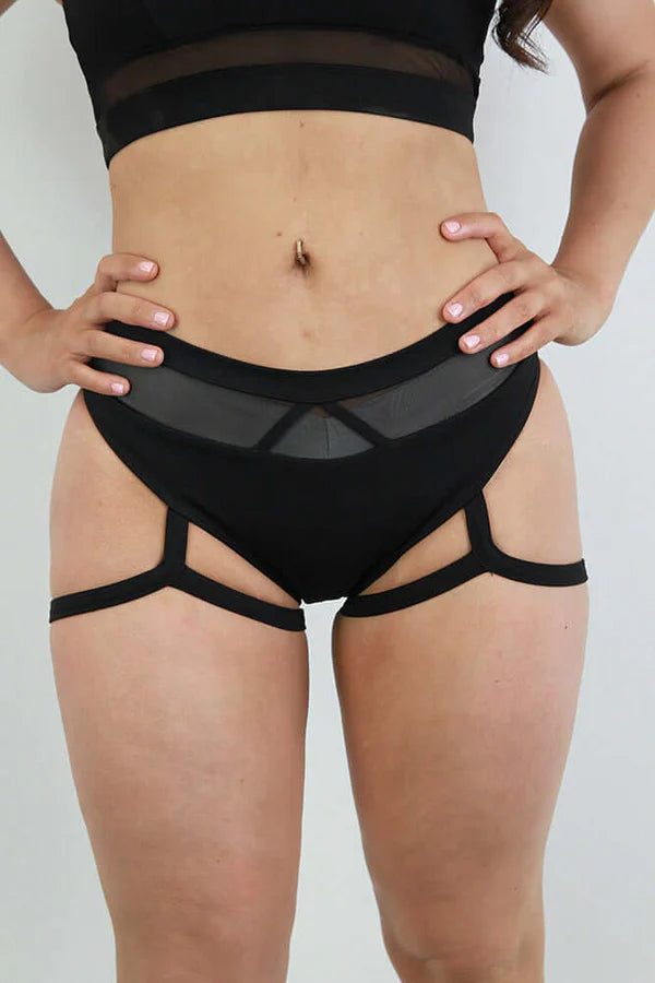 Carmen Low Waist Garter Short - Black