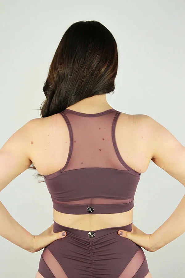 Carmen Mesh Sports Bra - Mocha