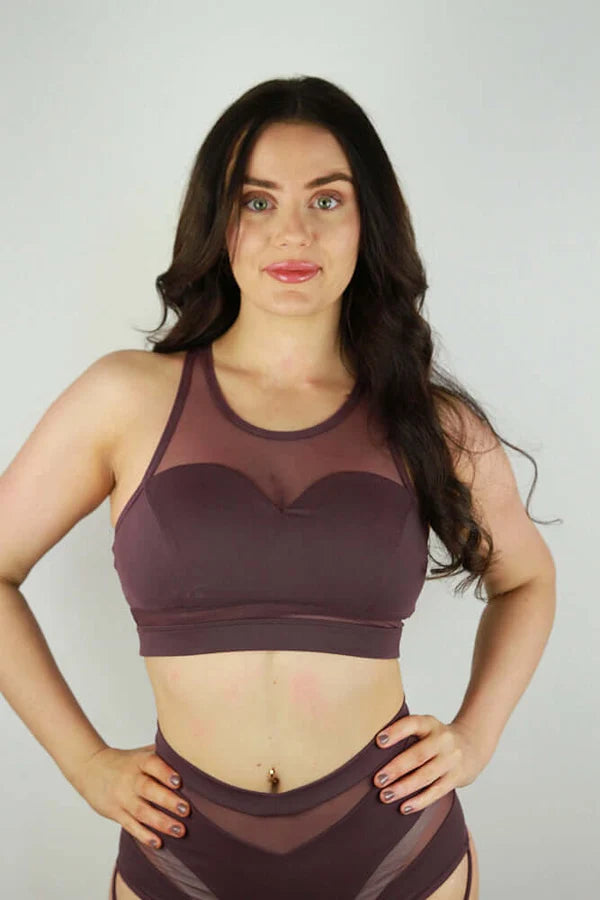 Carmen Mesh Sports Bra - Mocha