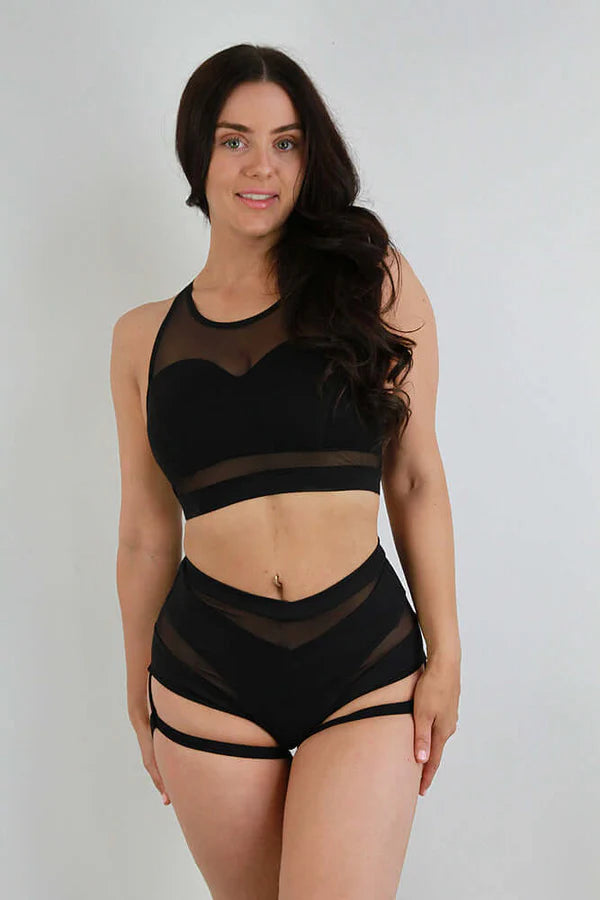 Carmen Mesh Sports Bra - Black