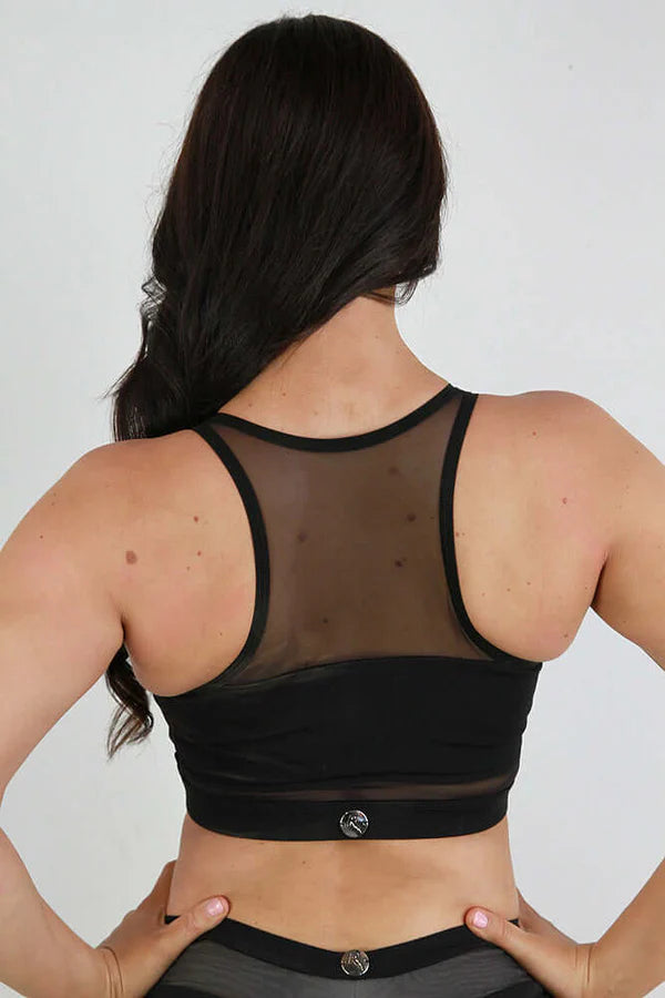 Carmen Mesh Sports Bra - Black