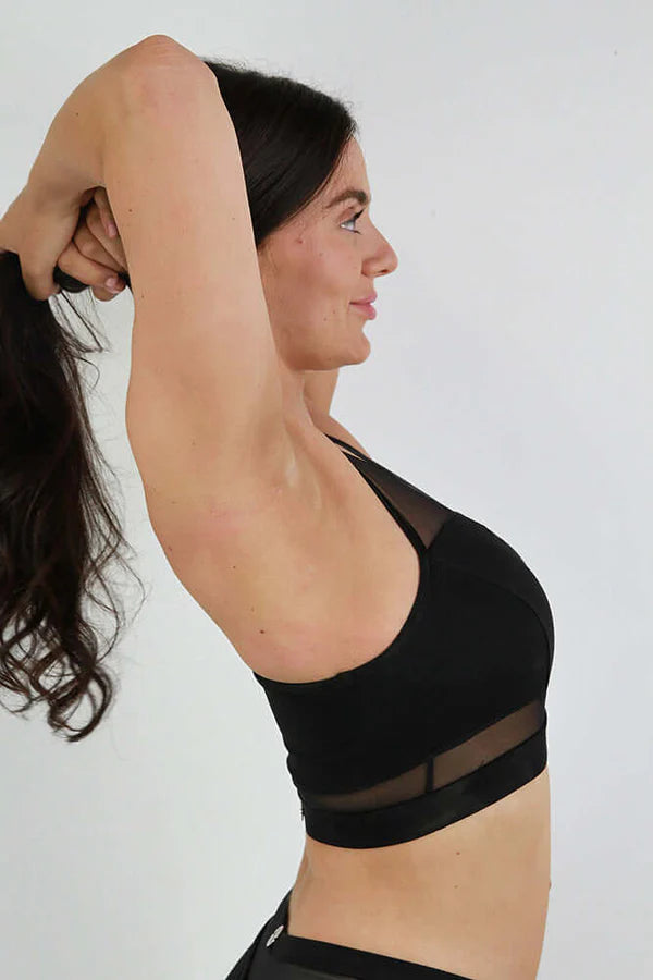 Carmen Mesh Sports Bra - Black
