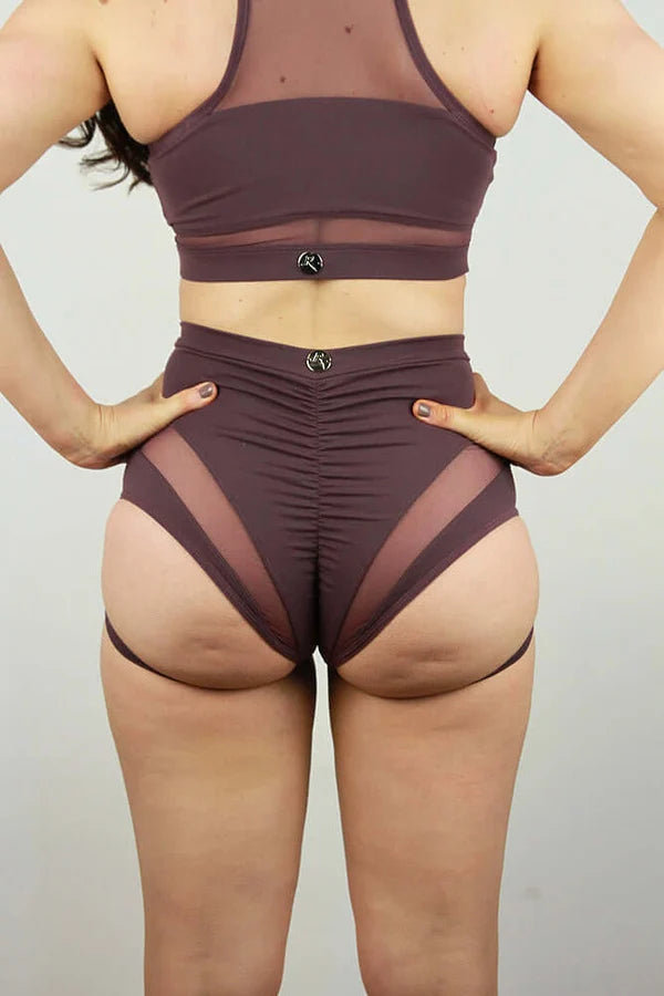 Carmen Super High Waist Garter Short - Mocha
